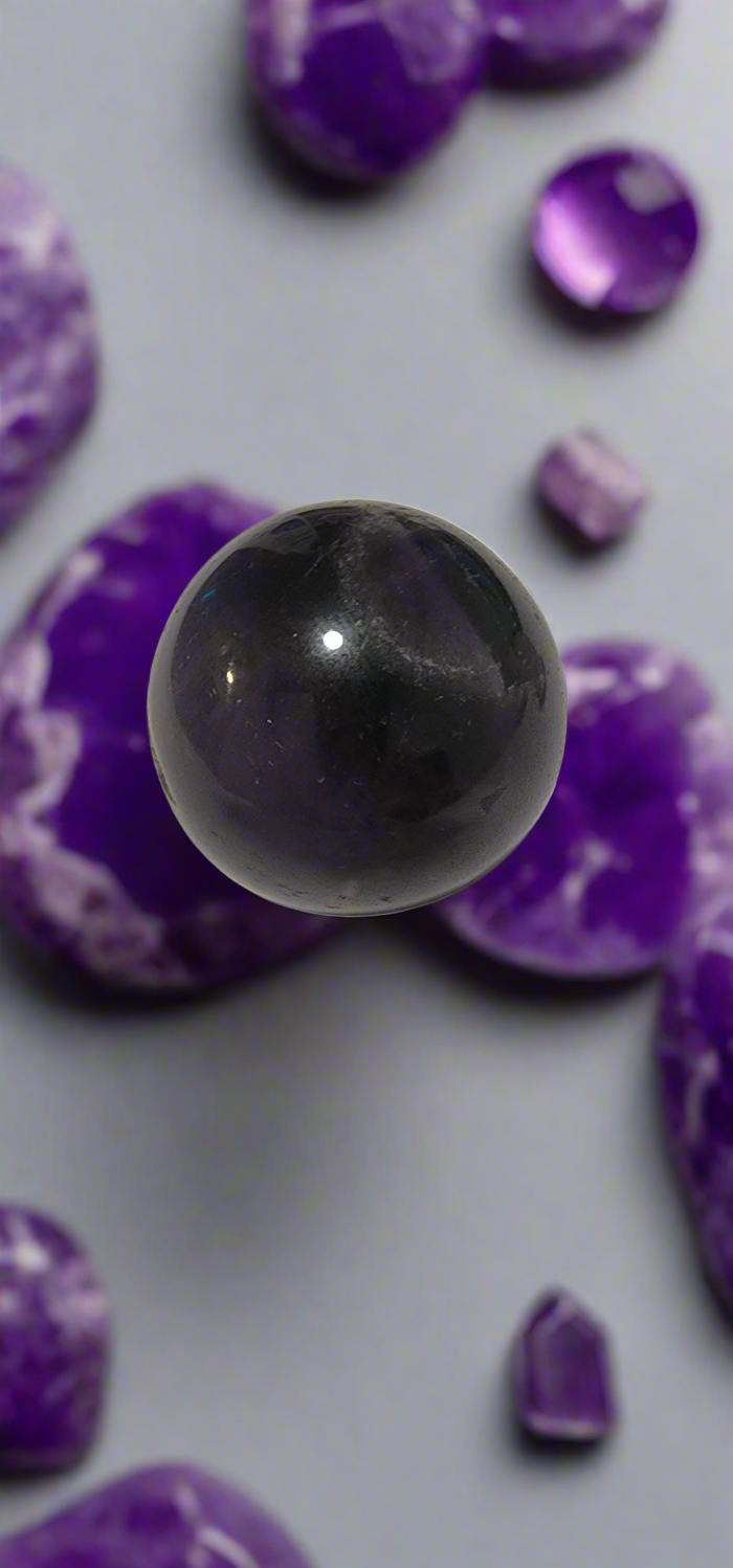 Lotus Crystal ball, Suncatcher sphere holder wooden base various stones.