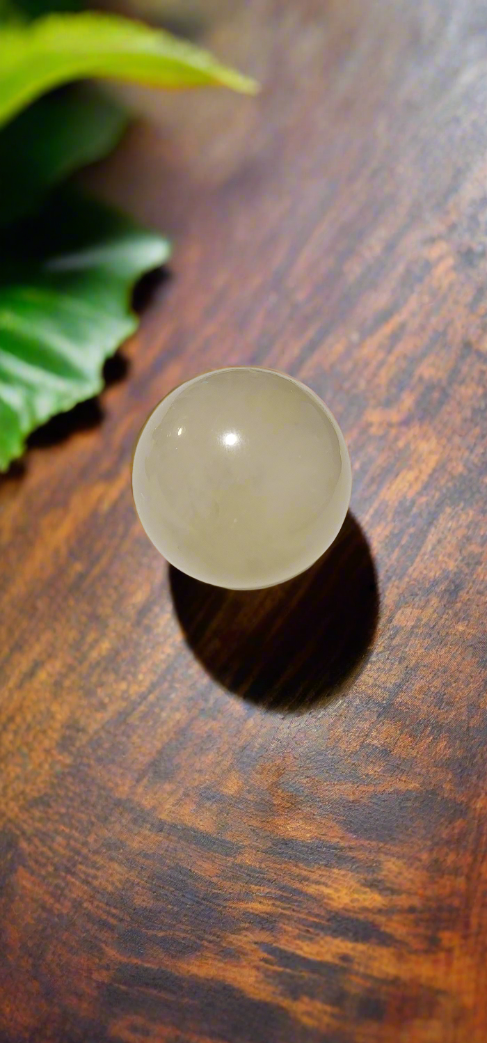 Lotus Crystal ball, Suncatcher sphere holder wooden base various stones.