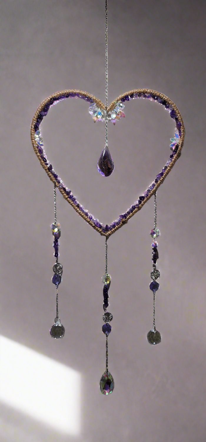 Crystal Hangings, Heart ❤️ designs, Various stones to choose.