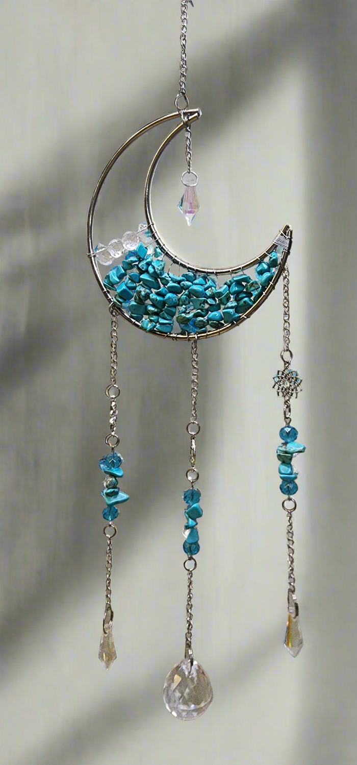 Crystal Hanging Suncatcher. Half filled moon 🌙