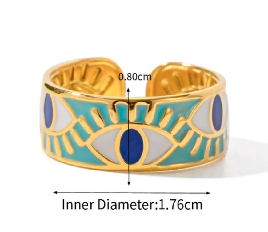 Vintage style, evil eye, adjustable ring