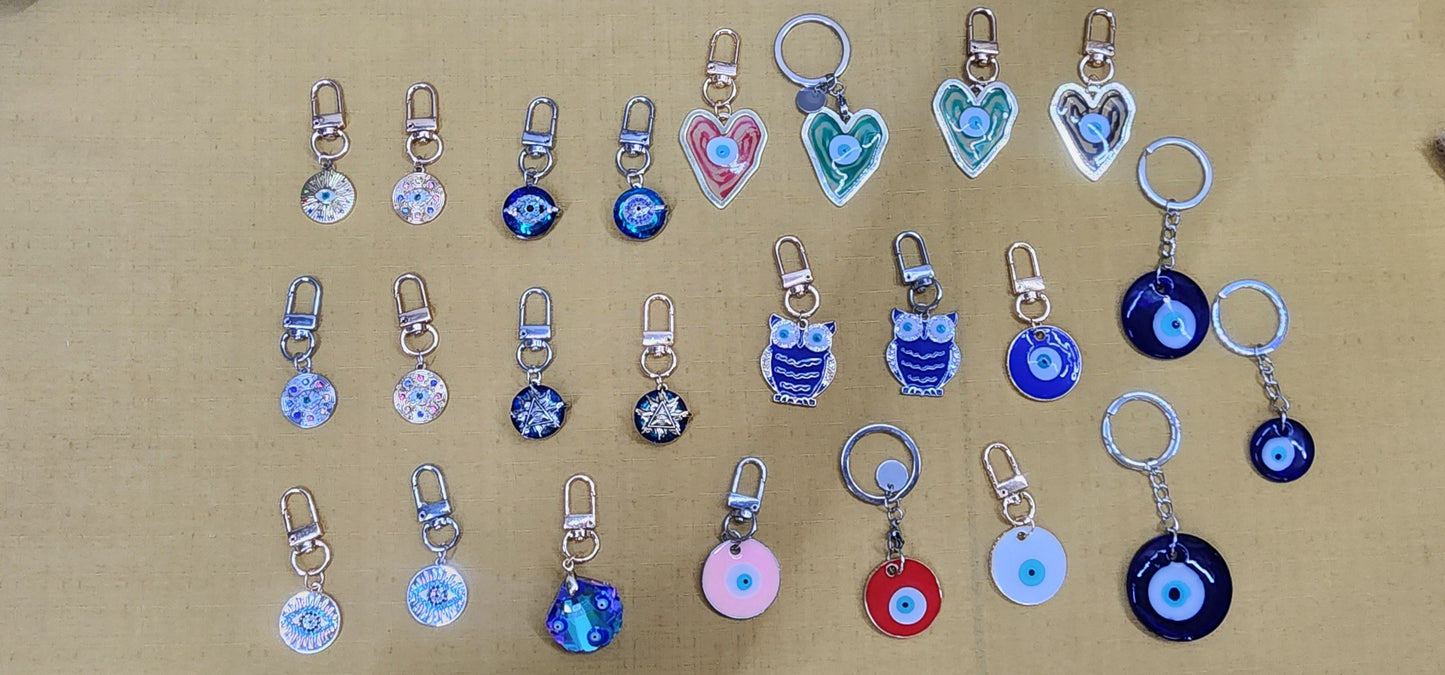 Keyrings various styles and shapes. Evil eye - protection charms