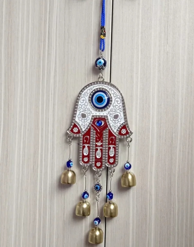 Wind Chime Ornament. Hamsa - Fatima hand. Evil eye theme.