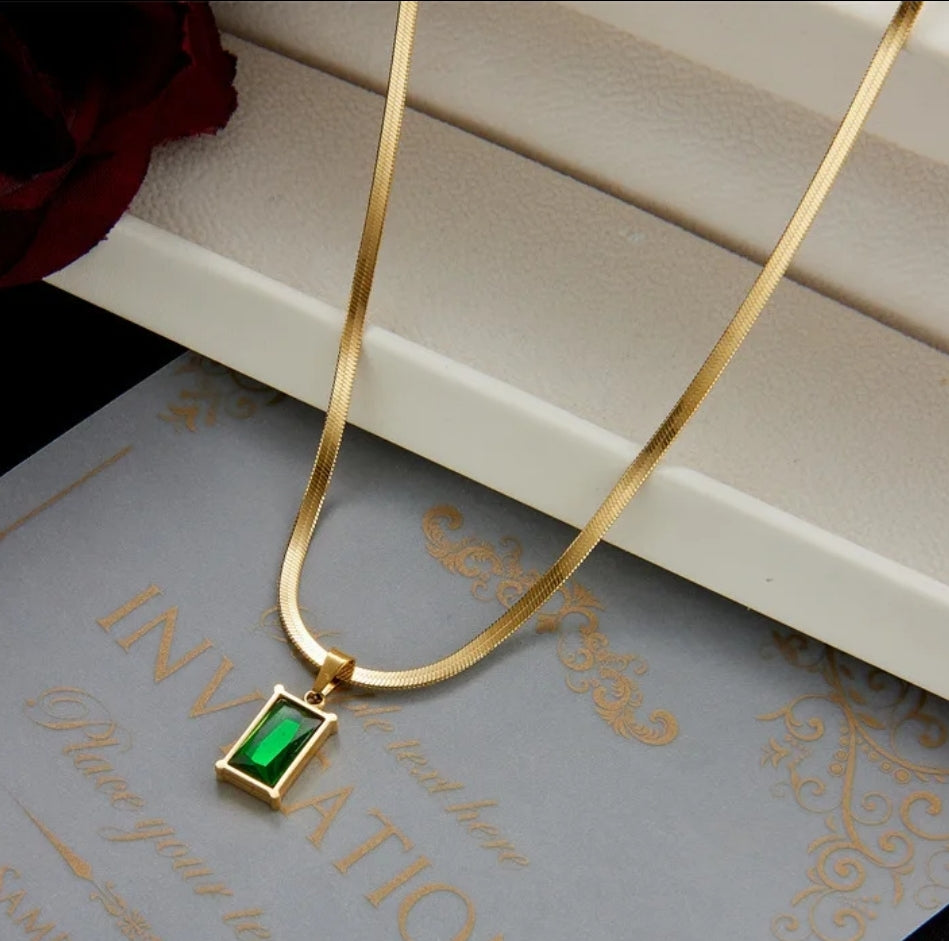 Gorgeous square green Zircon Diamond cut jewellery