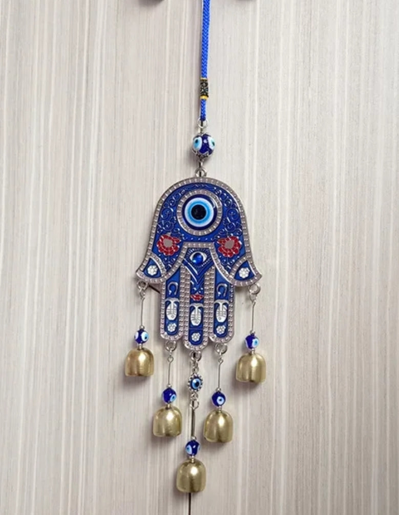 Wind Chime Ornament. Hamsa - Fatima hand. Evil eye theme.