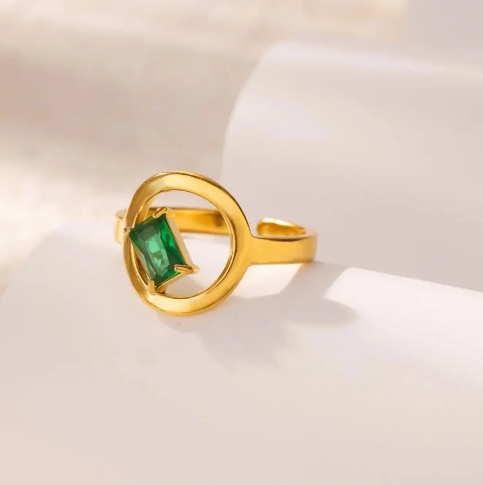 Minimalist Geometric Zircon diamond cut Adjustable rings