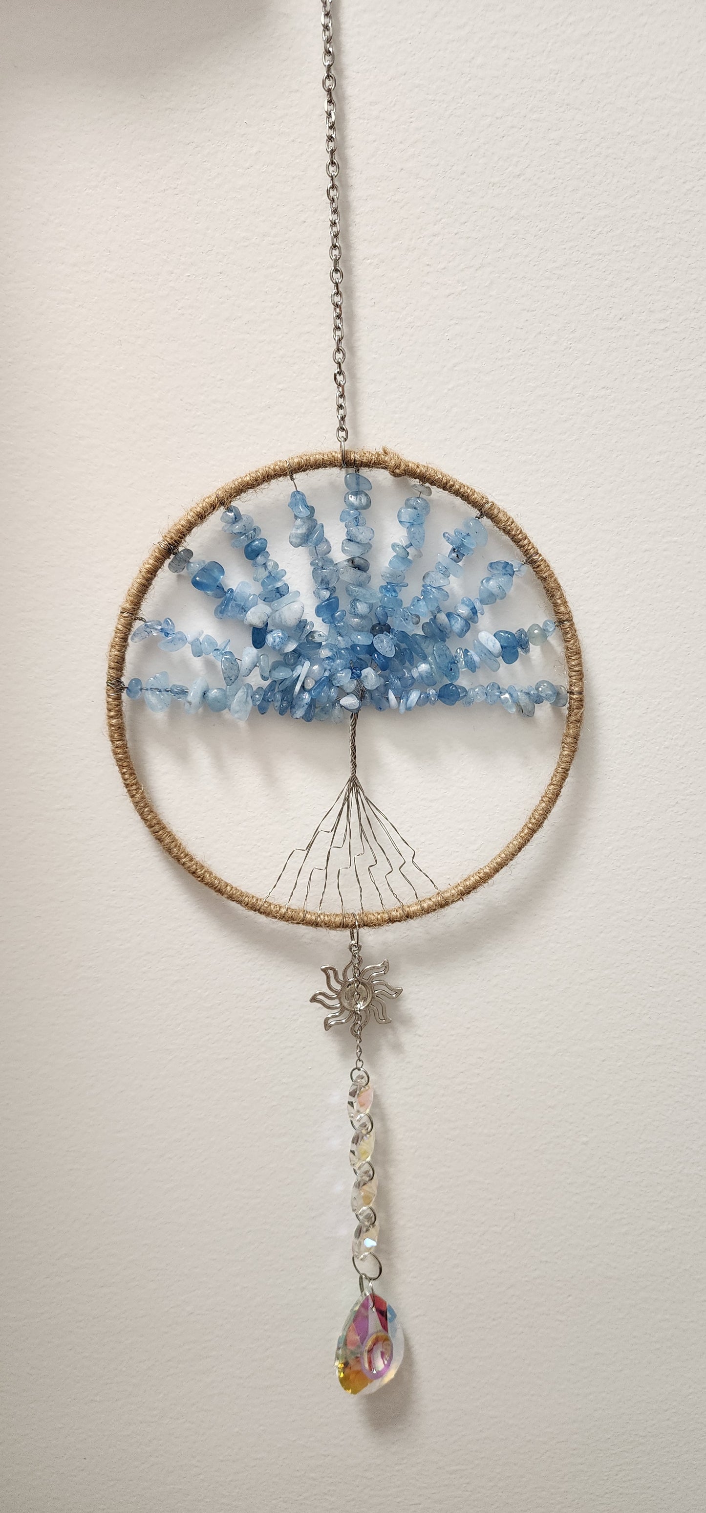 Crystal Hanging, Suncatcher, Natural healing stones. NEW design.