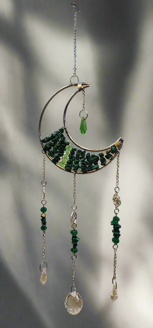 Crystal Hanging Suncatcher. Half filled moon 🌙