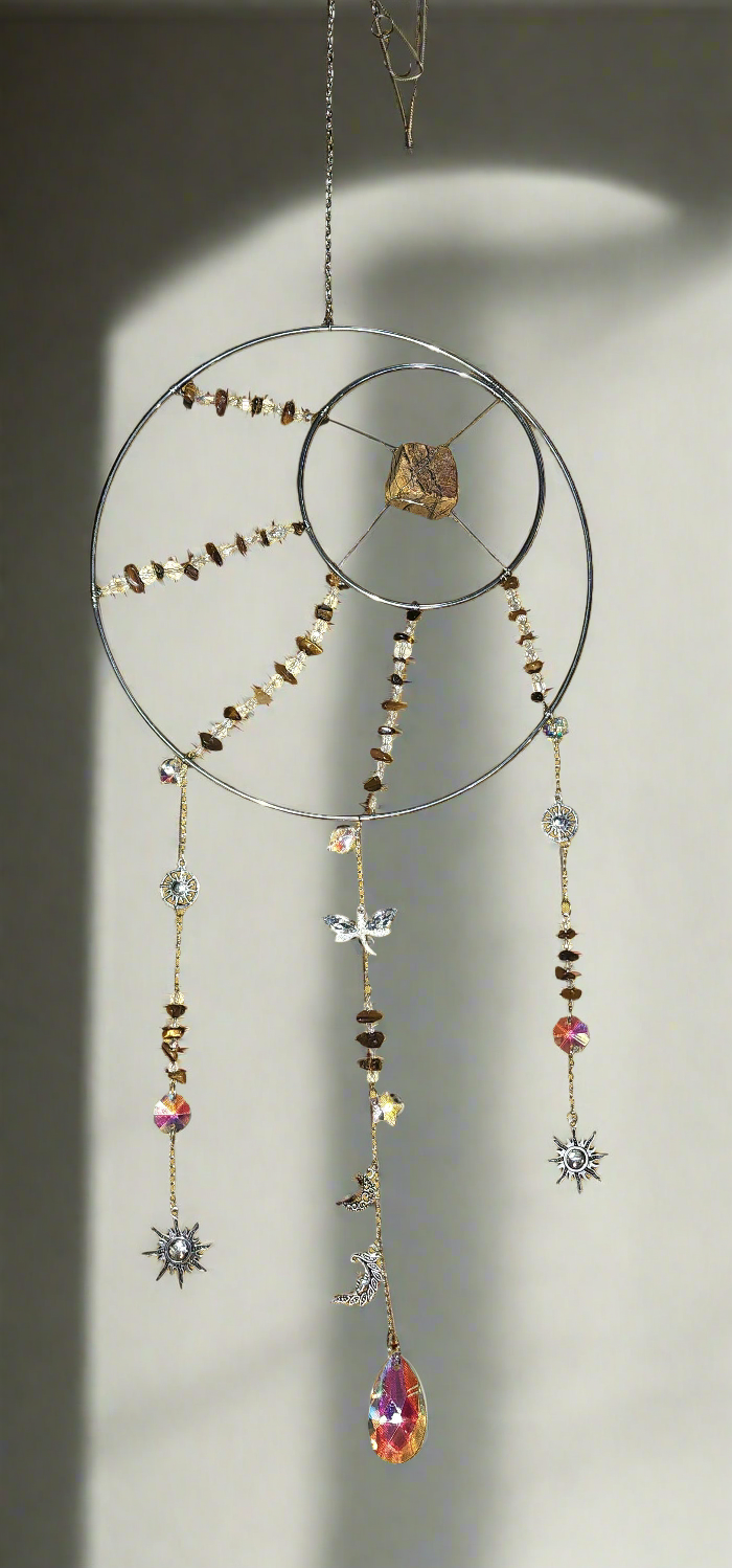 Crystal Hanging, Suncatcher, Natural healing stones: Tiger's eye