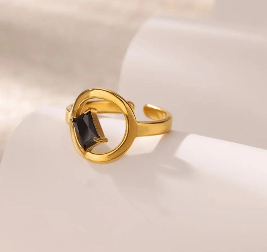 Minimalist Geometric Zircon diamond cut Adjustable rings