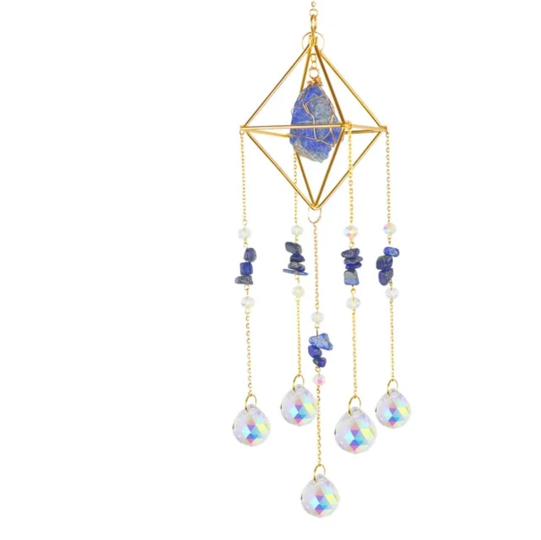 Crystal Hanging, Suncatcher, Various Natural gemstones, Prism design.