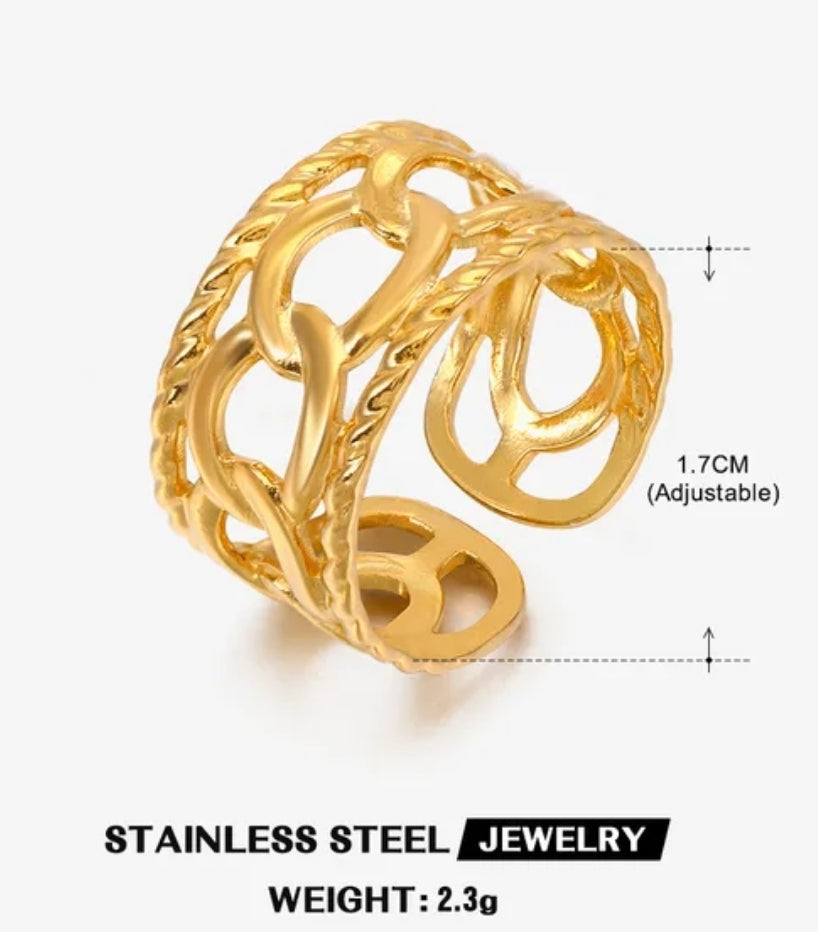 Vintage Adjustable Stainless steel 18K rings