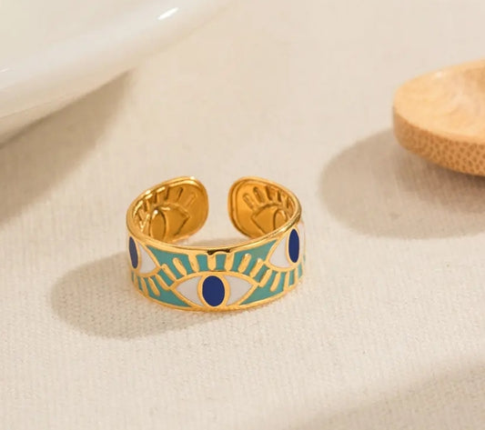 Vintage style, evil eye, adjustable ring
