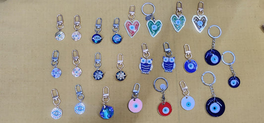 Keyrings various styles and shapes. Evil eye - protection charms