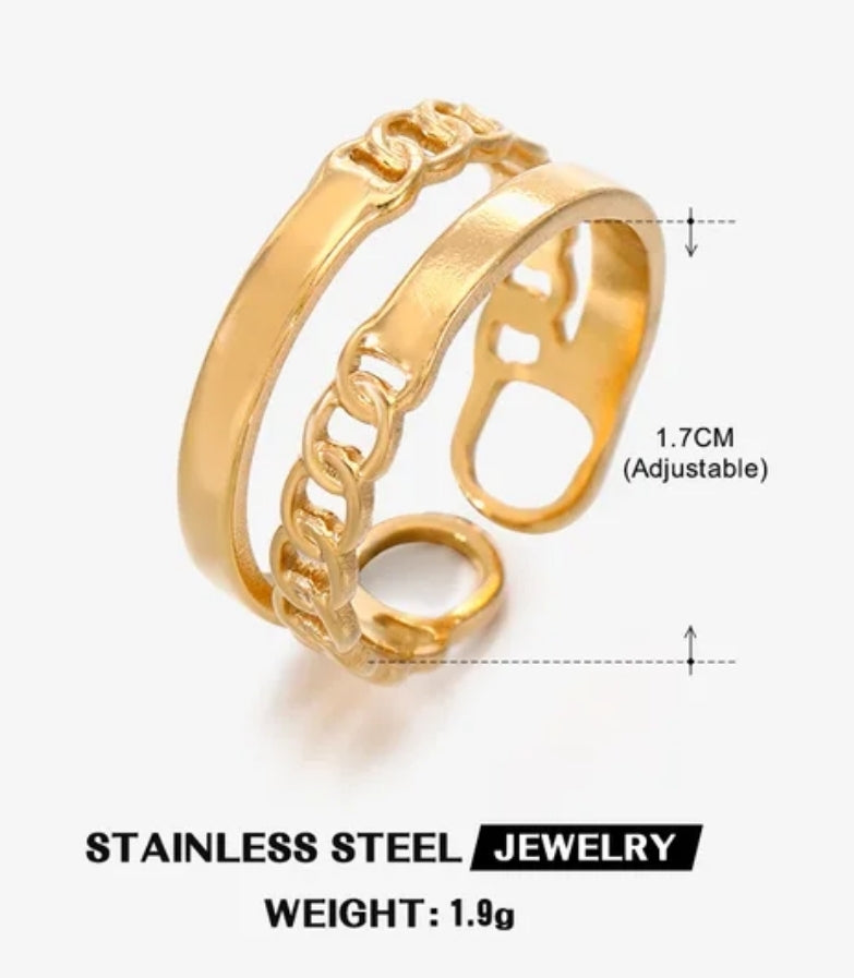 Vintage Adjustable Stainless steel 18K rings