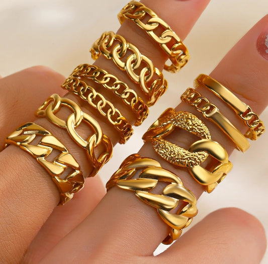 Vintage Adjustable Stainless steel 18K rings