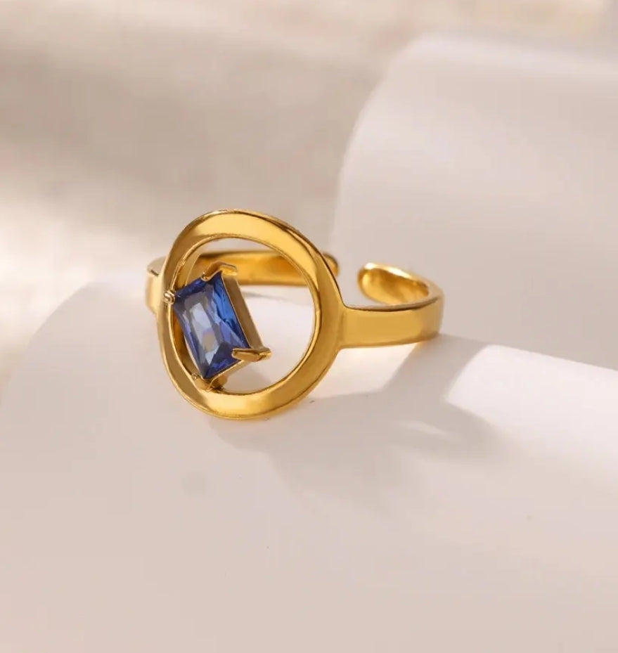 Minimalist Geometric Zircon diamond cut Adjustable rings