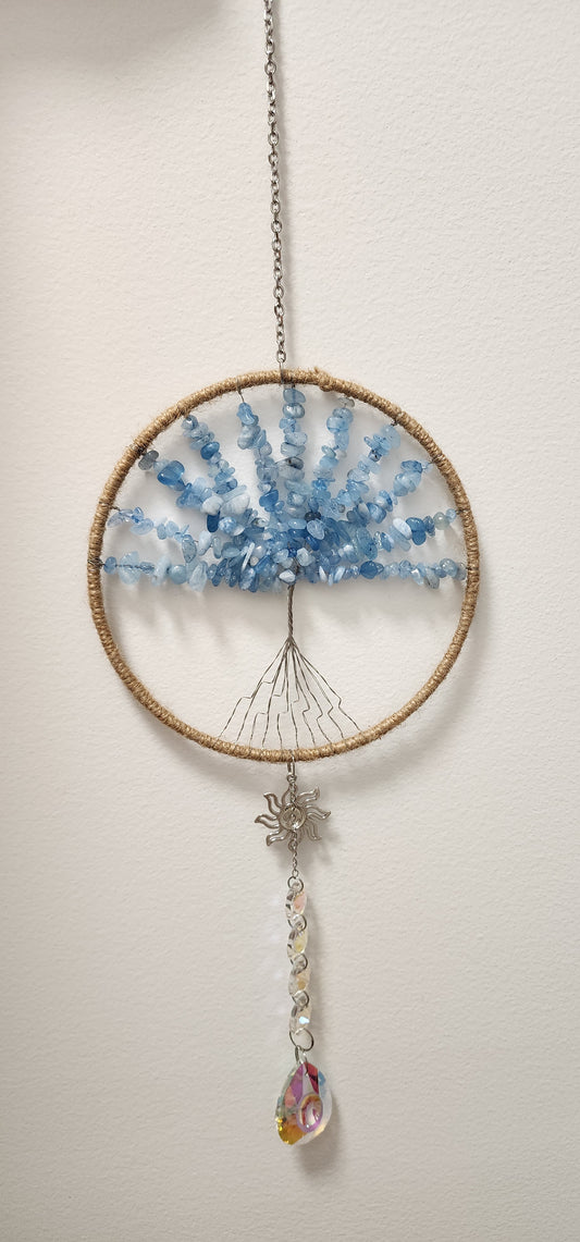 Crystal Hanging, Suncatcher, Natural healing stones. NEW design.